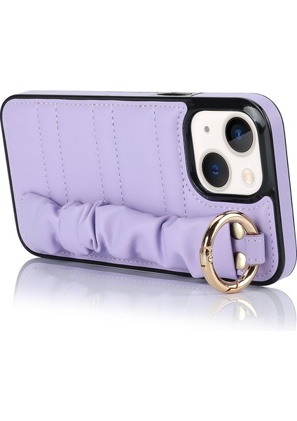 Iphone 13 Mini Yüzüğü Kickstand Pu Deri+Tpu Cep Telefonu Ları Telefon Kılıfı (Yurt Dışından)