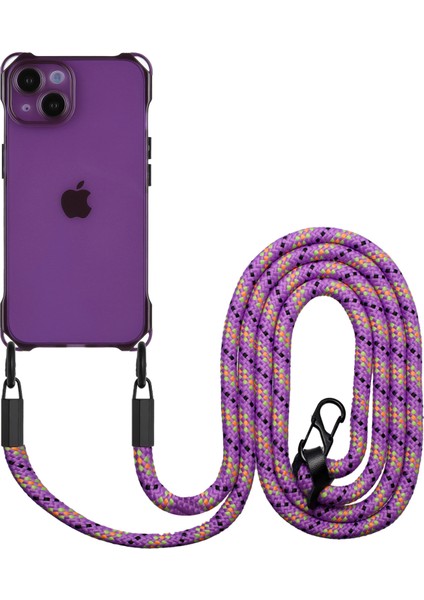 Iphone 13 6.1 Inç Kasa Için Omuz Askılı Mor ile Tpu Telefon Koruyucusu Telefon Kılıfı (Yurt Dışından)