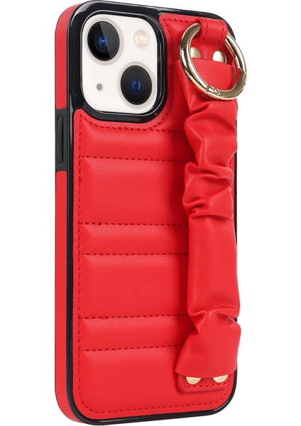 Iphone 13 Mini Yüzüğü Kickstand Pu Deri+Tpu Cep Telefon Ları Kırmızı Telefon Kılıfı (Yurt Dışından)