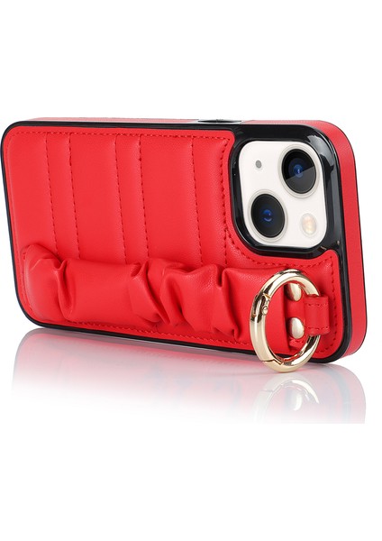 Iphone 13 Mini Yüzüğü Kickstand Pu Deri+Tpu Cep Telefon Ları Kırmızı Telefon Kılıfı (Yurt Dışından) modelleri