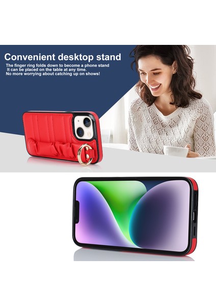 Iphone 13 Mini Yüzüğü Kickstand Pu Deri+Tpu Cep Telefon Ları Kırmızı Telefon Kılıfı (Yurt Dışından) fırsatları