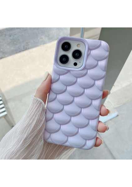 Iphone 15 Pro Max Case 3D Effect Için Denizkızı Ölçeği Anti Fall Tpu Telefon Işık Mor Telefon Kılıfı (Yurt Dışından)