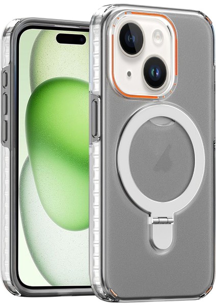 iPhone 15 Plus Için Söndürülebilir Pc+Tpu Ince Black ile Uyumlu Kickstand Telefon Kılıfı (Yurt Dışından)