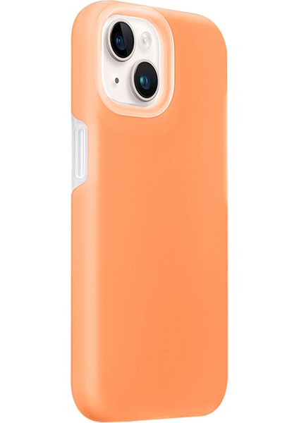 Iphone 15 Plus Dayanıklı Mikrofiber Astar Sıvı Silikon+Pc Geri Orange Için Telefon Kılıfı (Yurt Dışından)