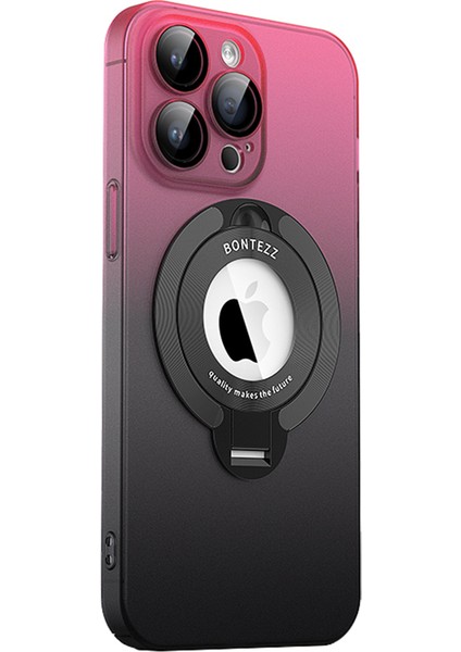 Iphone 15 Pro Kickstand Hard Pc Pink/siyah ile Uyumlu Şok Geçirmez Telefon Kılıfı (Yurt Dışından)