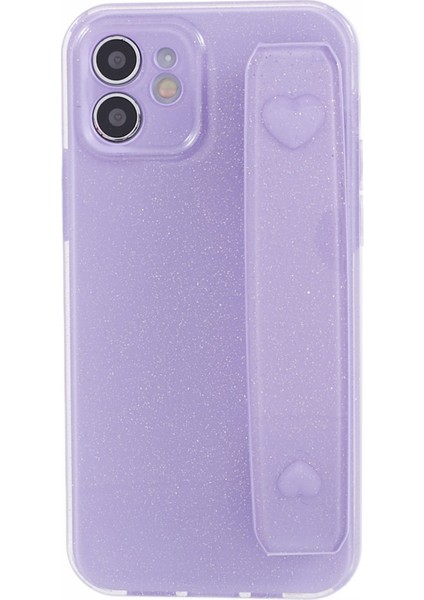 Iphone 12 Case Glittery Tpu Için Bileklik Kickstand Mor ile Telefon Geri Kapağı Telefon Kılıfı (Yurt Dışından)