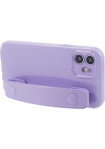 Iphone 12 Case Glittery Tpu Için Bileklik Kickstand Mor ile Telefon Geri Kapağı Telefon Kılıfı (Yurt Dışından)