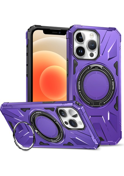 Iphone 12 Pro 6.1 Inç/ 12 6.1 Inç Kasa Şok Geçirmez Tpu+Pc Kickstand Telefon Geri Koruyucu Mor Telefon Kılıfı (Yurt Dışından)