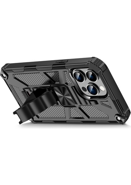Iphone 15 Pro Için Yumuşak Tpu+Sert Pc Araba Montajı Metal Sac Black ile Gizli Kickstand Telefon Kılıfı (Yurt Dışından) fiyatları