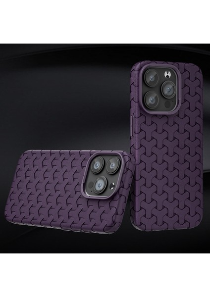 Iphone 13 Pro 6.1 Inç Kasa Çizgiye Döküm Anti Tpu 3D Köpek Dişleri Doku Telefon Dark Mor Telefon Kılıfı (Yurt Dışından)