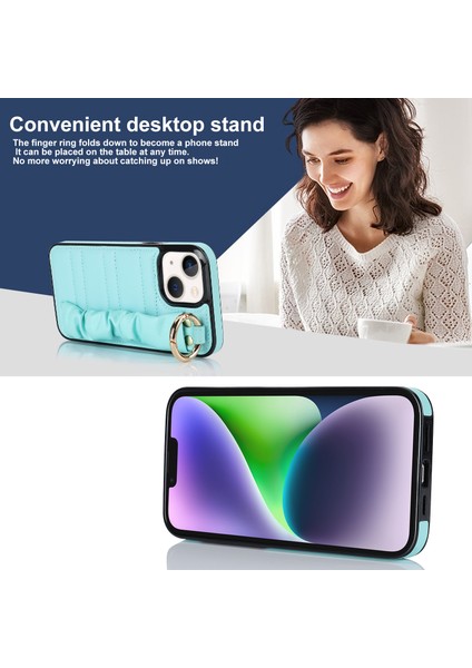 Iphone 13 Mini Yüzüğü Kickstand Pu Deri+Tpu Cep Telefon Ları Mavisi Telefon Kılıfı (Yurt Dışından) fırsatları