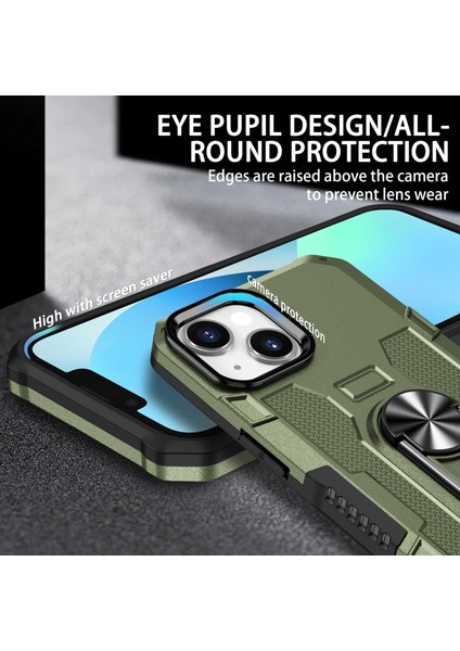 Iphone 15 Plus Şok Geçirmez Telefon Kasası Yüzüğü Kickstand Pc+Tpu Arka Yeşili Telefon Kılıfı (Yurt Dışından) fiyatları