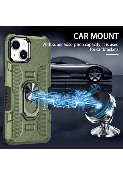 Iphone 15 Plus Şok Geçirmez Telefon Kasası Yüzüğü Kickstand Pc+Tpu Arka Yeşili Telefon Kılıfı (Yurt Dışından) modelleri