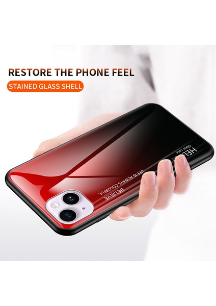 Iphone 15 Plus Gradyan Renkli Temperlenmiş Cam+Pc+Tpu Şok Geçirmez Drahası Siyah Gri Telefon Kılıfı (Yurt Dışından)