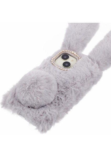 Iphone 15 Fluffy Bunny Kulak Esnek Tpu Koruyucu Telefon Işık Gri Telefon Kılıfı (Yurt Dışından) modelleri