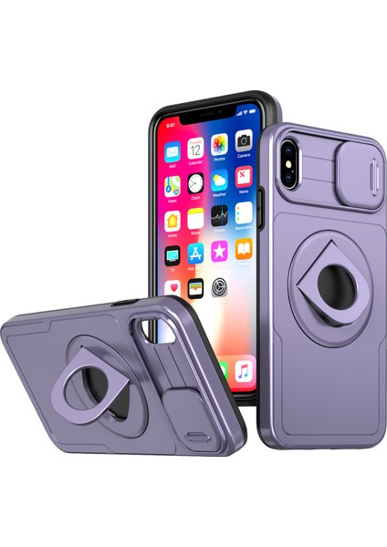 Iphone X/xs Manyetik Case Kickstand Anti Cratch Zırh Telefonu Mor Telefon Kılıfı (Yurt Dışından)