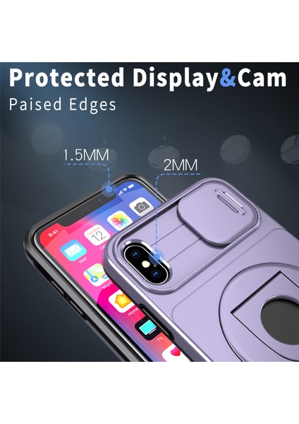 Iphone X/xs Manyetik Case Kickstand Anti Cratch Zırh Telefonu Mor Telefon Kılıfı (Yurt Dışından)