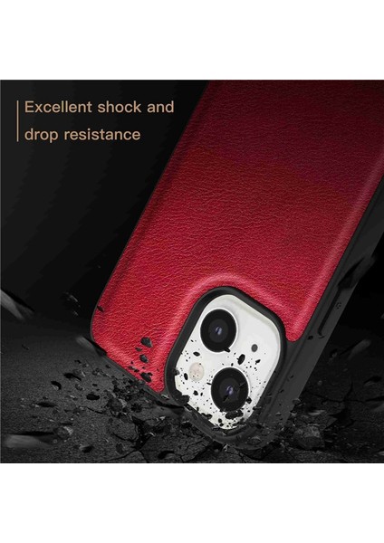 Iphone 15 Slim Fit Shell Pu Deri+Tpu+Pc Retro Telefon Korusu Kırmızı Telefon Kılıfı (Yurt Dışından) fırsatları