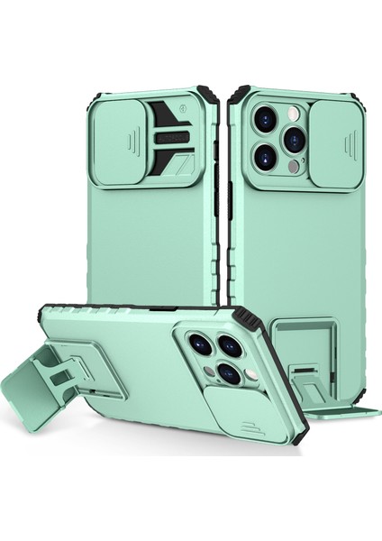 Iphone 15 Pro Max Slide Kamera Kapağı Pc+Tpu Önleme Önleyici Kickstand Batak Baby Telefon Kılıfı (Yurt Dışından)