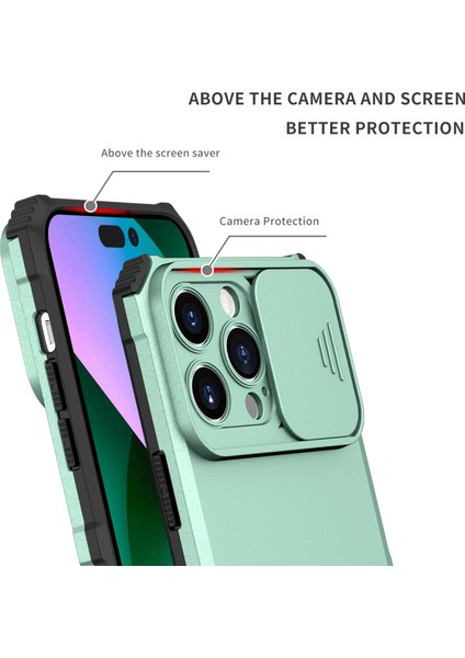 Iphone 15 Pro Max Slide Kamera Kapağı Pc+Tpu Önleme Önleyici Kickstand Batak Baby Telefon Kılıfı (Yurt Dışından)