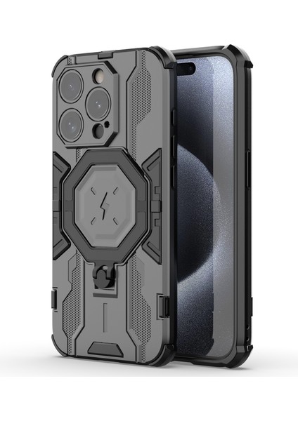 Iphone 15 Pro Max Telefon Yüzük Tutucu Kickstand Koruyucu Case Black Için Telefon Kılıfı (Yurt Dışından)