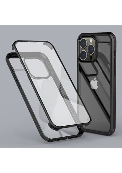 Iphone 15 Pro Koruyucu Ince Çift Sandılı Temperli Cam+Silikon Çerçeve Black Telefon Kılıfı (Yurt Dışından) fiyatları