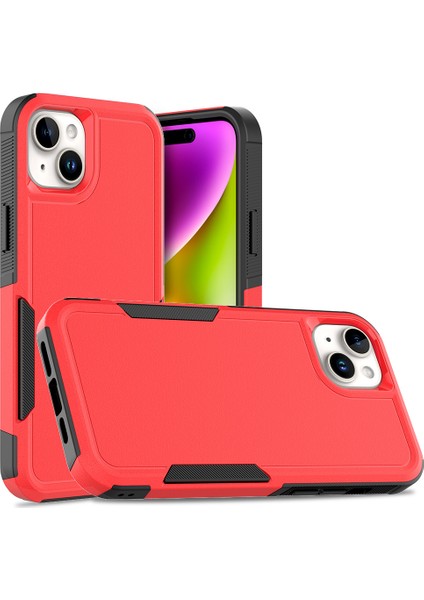 Iphone 15 Plus Pc+Tpu Çift Katman Koruma Kapağı Damla Geçirmez Telefon Kasası Kırmızısı Telefon Kılıfı (Yurt Dışından)