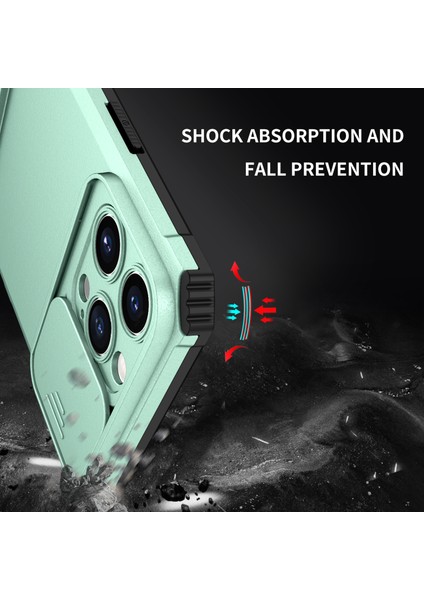 Iphone 15 Pro Max Slide Kamera Kapağı Pc+Tpu Önleme Önleyici Kickstand Batak Baby Telefon Kılıfı (Yurt Dışından)