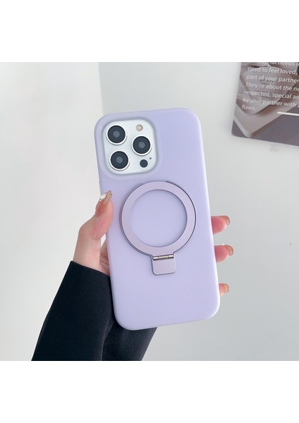 Iphone 15 Pro Için Anti Çizelge Sıvı Sıvı Silikon+Pc Kapağı Kickstand Spurple ile Uyumlu Telefon Kılıfı (Yurt Dışından)
