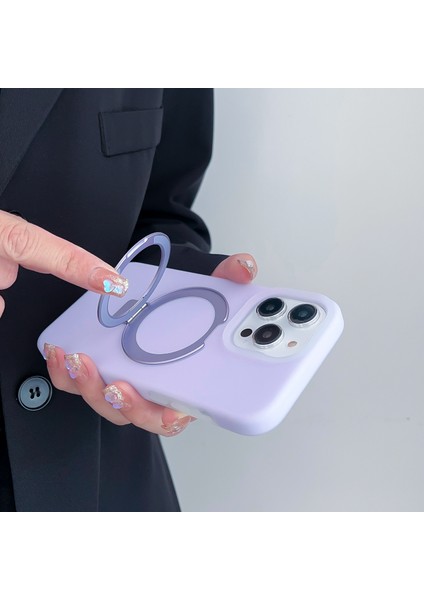 Iphone 15 Pro Için Anti Çizelge Sıvı Sıvı Silikon+Pc Kapağı Kickstand Spurple ile Uyumlu Telefon Kılıfı (Yurt Dışından) modelleri
