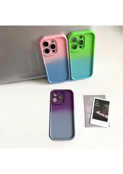 Iphone 15 Pro Shockproof Silikon Gradyan Renk Yumuşak Cep Telefonu Geri Kabuk Yeşil Mavi Telefon Kılıfı (Yurt Dışından) fiyatları
