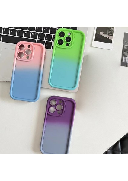 Iphone 15 Pro Shockproof Silikon Gradyan Renk Yumuşak Cep Telefonu Geri Kabuk Yeşil Mavi Telefon Kılıfı (Yurt Dışından) fırsatları