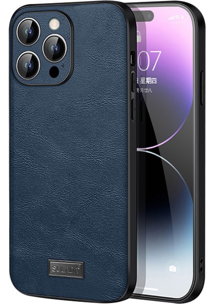 Iphone 15 Pro Pu Deri+Tpu+Pc Cowhide Doku Damla Geçirmez Mavisi Telefon Kılıfı (Yurt Dışından)