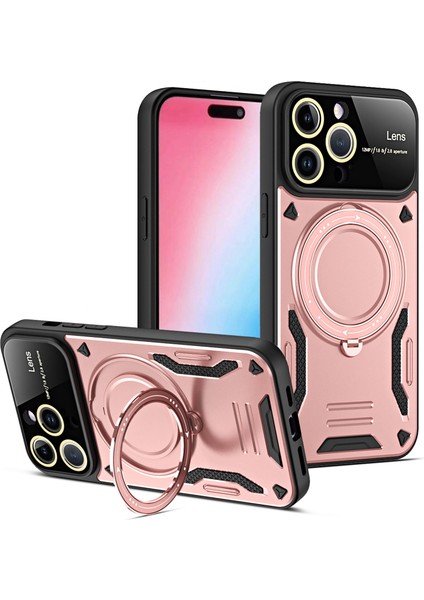 Iphone 15 Pro Pc+Tpu Için Ring Kickstand Manyetik Rose Gold ile Uyumlu Telefon Kılıfı (Yurt Dışından)