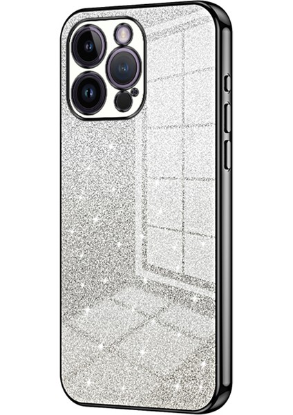 Iphone 14 Pro Max Passicate Cutout Cep Telefonu Düşüş Kanıtı Glitter Tpu Cover Black Telefon Kılıfı (Yurt Dışından)