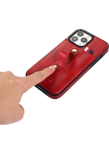 Iphone 12 Pro Max Için 6,7 Inç Kasa Damla Geçirmez Deri+Geri Çekilebilir Parmak Kayış Kırmızılı Tpu Telefon Kılıfı (Yurt Dışından) fırsatları