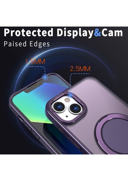Iphone 15 Plus Manyetik Halkası Kickstand Pc+Tpu Mor Telefon Kılıfı (Yurt Dışından) indirimleri