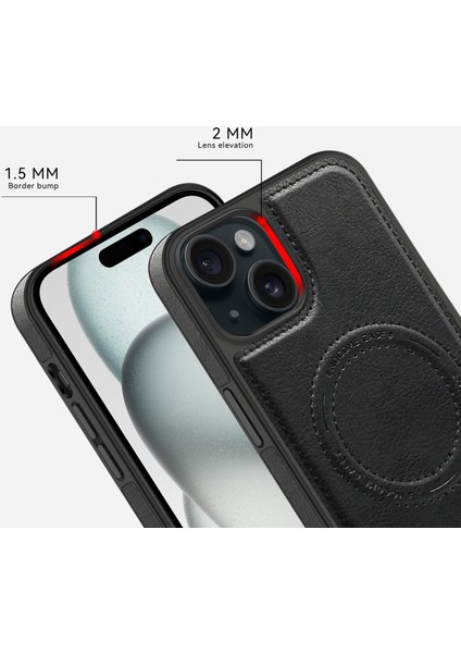 Iphone 15 Plus Pl Case Pu Deri Kaplamalı Tpu+Pc Kickstand Dark Mor ile Uyumlu Telefon Kılıfı (Yurt Dışından)