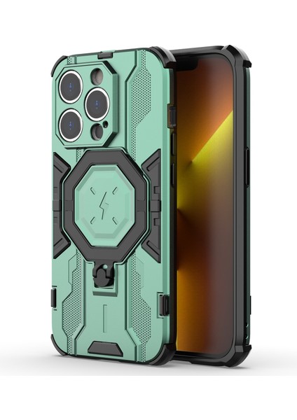 Iphone 14 Pro Cover Kickstand Pc+Tpu Bırak Koruyucu Telefon Vaka Yeşil Telefon Kılıfı (Yurt Dışından)