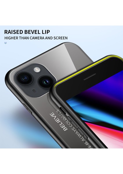 Iphone 15 Koruyucu Temperli Cam+Pc Back Tpu Çerçeve Gradyan Kasa Siyah Telefon Kılıfı (Yurt Dışından) fırsatları