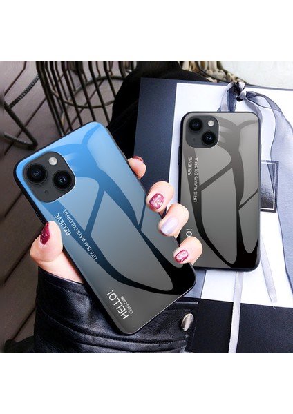 Iphone 15 Koruyucu Temperli Cam+Pc Back Tpu Çerçeve Gradyan Kasa Siyah Telefon Kılıfı (Yurt Dışından) indirimleri