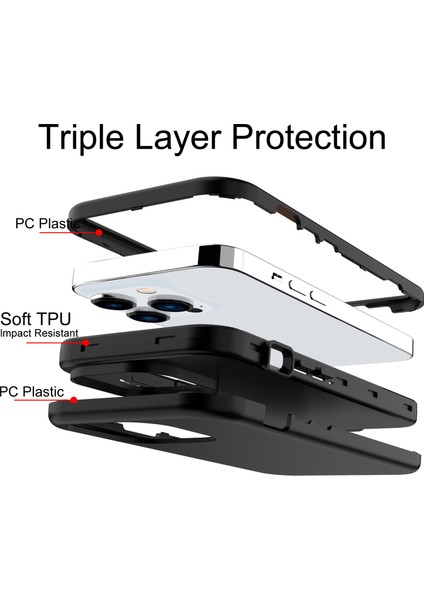Iphone 15 Pro Case Tutkicken Tpu+Pc Karşı Parçalı Anti Freeprint Telefon Black Telefon Kılıfı (Yurt Dışından) fiyatları