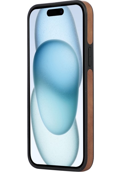Iphone 15 Plus Artı Cep Telefonu Kasası Çizik Geçirmez Pu Deri Kaplı Tpu Koruyucu Kabuk Kahverengi Telefon Kılıfı (Yurt Dışından) fırsatları