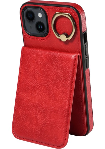 iPhone 14 Plus Içinplus Kasa Şok Geçirmez Pu Deri+Tpu Telefon Kırmızı Telefon Kılıfı (Yurt Dışından)
