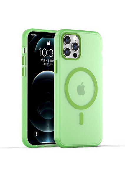 Iphone 12 Pro Max Için 6.7 Inç Manyetik Kasa Yarı Saydam Mat Tpu+Pc ile Uyumlu Telefon Kılıfı (Yurt Dışından)