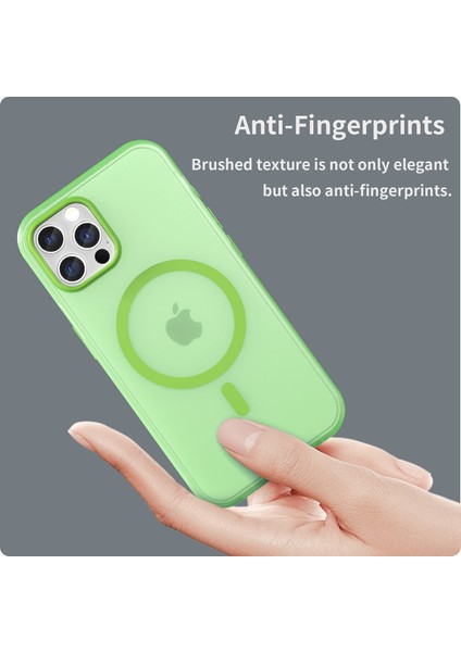 Iphone 12 Pro Max Için 6.7 Inç Manyetik Kasa Yarı Saydam Mat Tpu+Pc ile Uyumlu Telefon Kılıfı (Yurt Dışından)