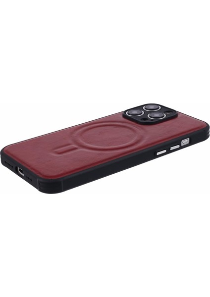 Manyetik Pu Deri+Tpu Telefon Kırmızısı ile Uyumlu iPhone 15 Pro Için Telefon Kılıfı (Yurt Dışından) indirimleri