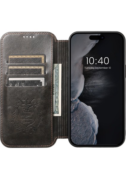 Iphone 15 Pro Cep Telefonu Için Drop Anti Deri Stand Kapağı Black ile Uyumlu Telefon Kılıfı (Yurt Dışından) indirimleri