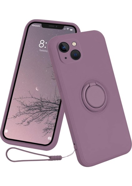 Iphone 15 Plus Sıvı Silikon Arka Halkası Kickstand Telefon Kılıfı (Yurt Dışından)