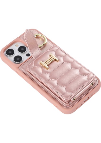 Iphone 15 Pro Pu Deri+Tpu Telefon Kabuk Tutucu Cep Telefonu Halka Tutucu Kickstand Rose Altın Telefon Kılıfı (Yurt Dışından)
